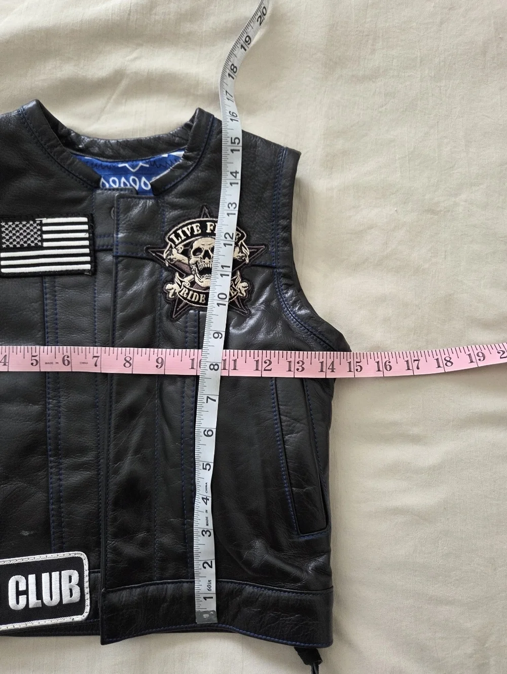 Espinozas Leather Custom Made Kids Biker Leather Vest 3/4T USA Made